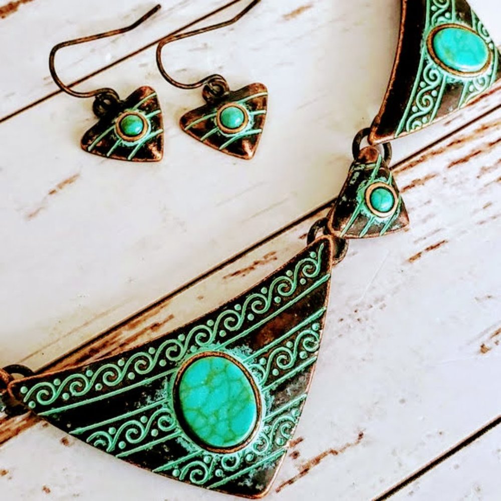 Southwestern Copper Necklace & Earring Set